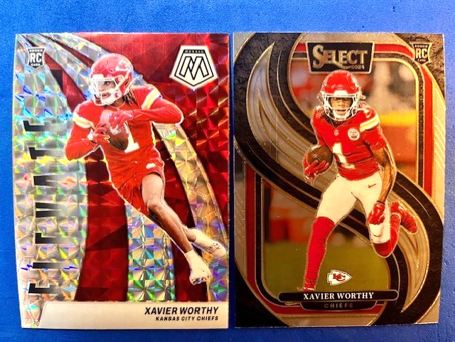 Xavier Worthy 2024 Mosaic Elevate Silver Mosaic RC & 24 Select Premier Level RC