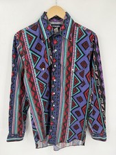 Vintage Wrangler Aztec Southwestern Shirt 15-34 X Long Tails Brushpopper Cowboy