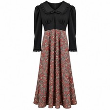 70s Vintage Dress Sz S Boho Cottage Prairie Maxi Festival Modest Witchy Paisley