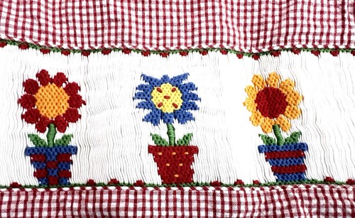 Vestido VIVE LA FETE Calado Bordado Flores Rojo Guinga Talla 3 Correas Ajustar - Imagen 7 de 7