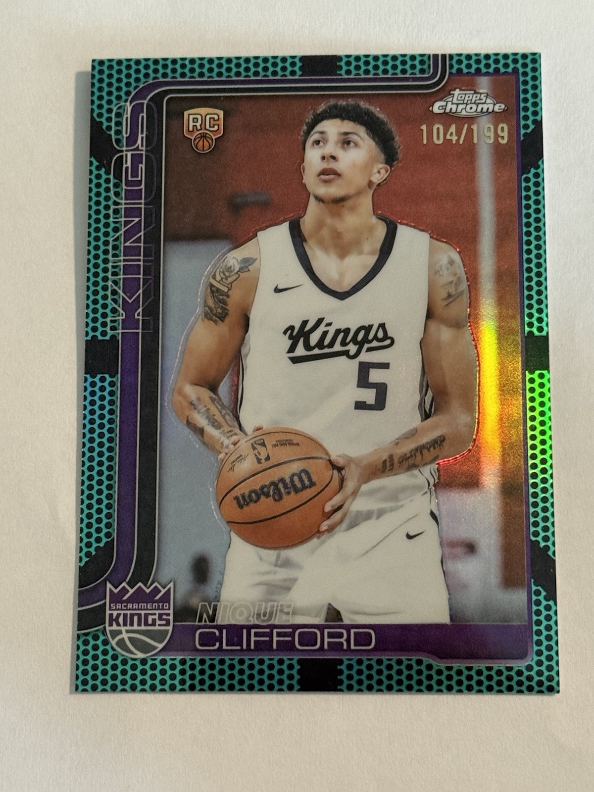 2025-26 Topps Chrome - Nique Clifford #274 Aqua Refractor /199 (RC) - Kings