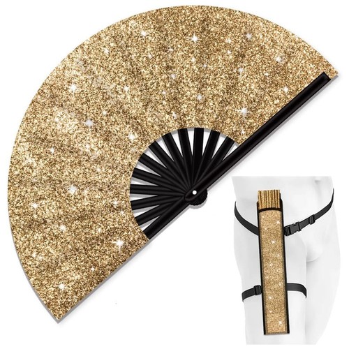 Glitter Folding Hand Fan for EDM Festivals For Raves and Summer Outdoor Events - Bild 10 von 44