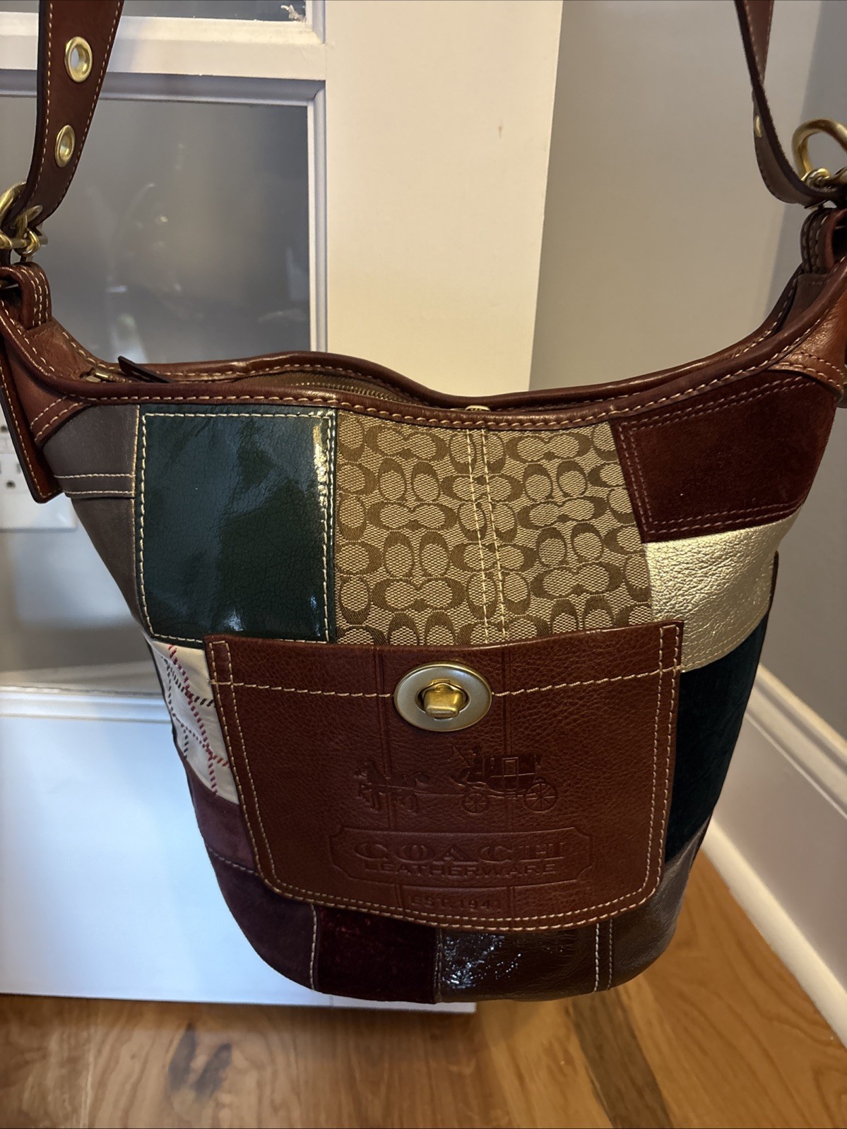 Coach Bleecker Holiday Patchwork Multicolor Duffl… - image 1