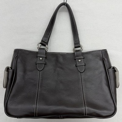 Ameri Leather Tote Hand Bag Dark Chocolate Brown 13Lx8hx5w  EUC