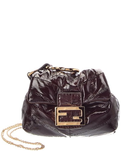 Fendi Baguette Leather Pouchette Women's Brown