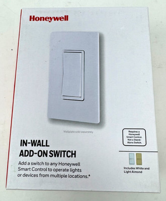 Honeywell In Wall Add On Smart Switch White & Light Almond plates  - New