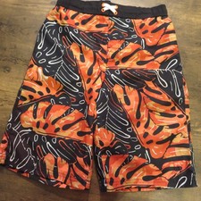 NWOT Op Boys Bright Graphic Board Swim Shorts Size L 10-12 Elastic Waist Pocket
