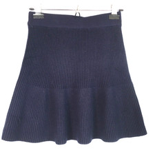 Zara Womens Mini Skirt Small Navy Ribbed Knit Flounce