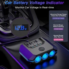 3 Way Multi Car Cigarette Lighter Socket Splitter Dual USB Charger/Power Adapter