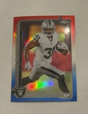 2025 Topps Chrome Raheem Mostert Red White & Blue Refractor Raiders #182