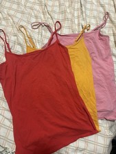 Set Of 3 Fitted Cami Vest Tank Tops Pink, Red And Orange Asda George Size 14