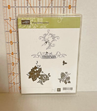 STAMPIN' UP 123764 Pines  Poinsettias Christmas Rubber Stamp Set