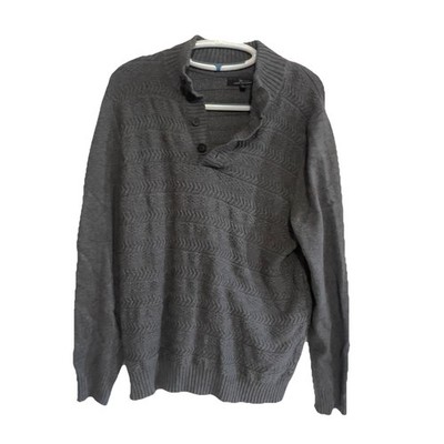 Marc Anthony Half Button Pullover Sweater Gray Men s Lg Preowned Excellent