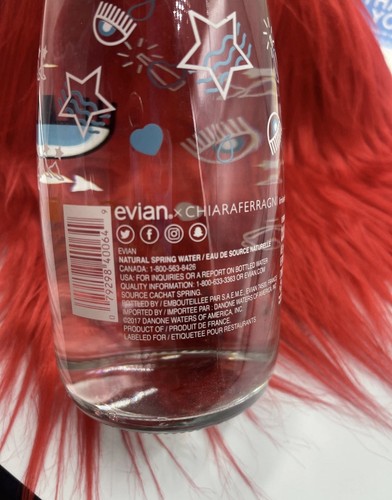 Evian X Chiara Ferragni glass water Bottle. Limited Edition 2019 New Never Open - Picture 4 of 7