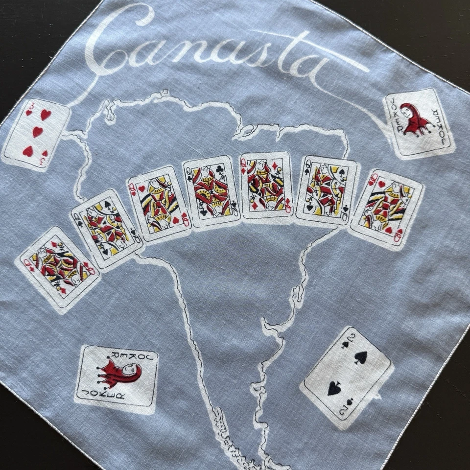 Vintage Hanky Card Suits Playing Cards Canasta Rummy - Image 2 of 4