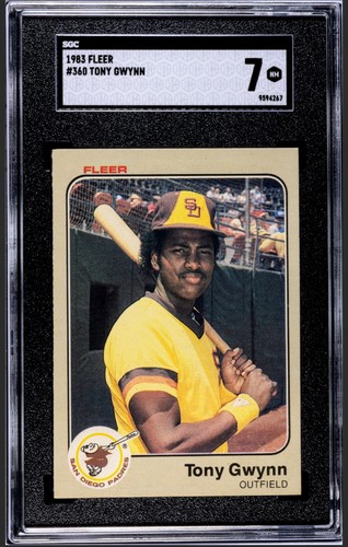 Tarjeta de novato Fleer Tony Gwynn #360 1983 RC SGC 7 HOF San Diego Padres
