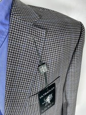 Ralph Lauren 42R Blue Brown Gray Tooth Check Silk Wool Sport Coat Jacket Blazer