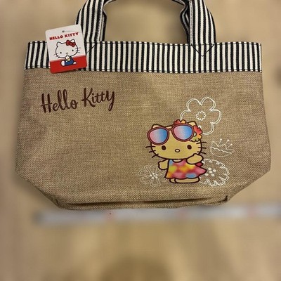 Sanrio  Sunburn Hello Kitty Tote Bag Linen like Material Stripes