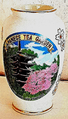 Porzellanvase:*Japanese Tea Garden*aus San Francisco/USA,Goldrand~selt. RARITÄT!