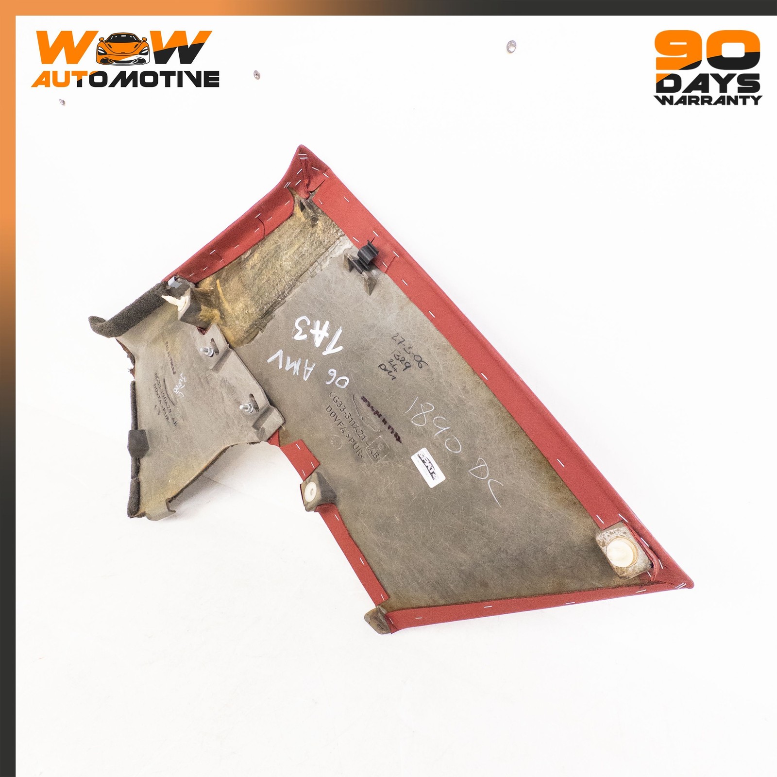 06-16 ASTON MARTIN V8 VANTAGE REAR LEFT DRIVER SIDE QUARTER TRIM PANEL RED OEM