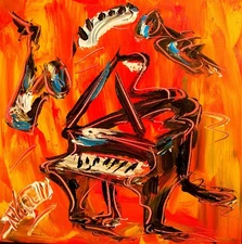 GRAND PIANO POP ART ORIGINAL OIL Painting  Stretched   IMPRESSIONIST YU68DVR