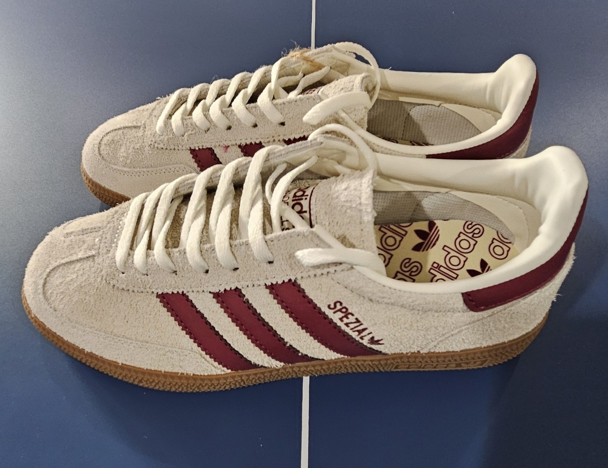 New (without box) Adidas Handball Spezial: White/ Burgundy - US