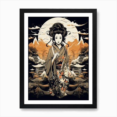 Geisha Scene 1 Art Print Framed Wall Art Poster Canvas Print Picture