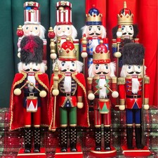 15" Wooden Nutcracker Soldier  King Figures Traditional Christmas Home Decor