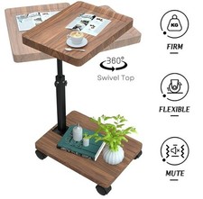 Beistelltisch Mit Rollen | Beistelltisch Höhenverstellbar (45-80Cm) | Holz Beist