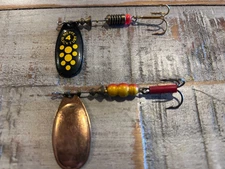 Lot Set of 2 Vintage Mepps Aglia #4 Spinner Lure Spinners Trout Bass Free Ship