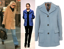 Vintage Prada Fall 1996 Light Blue Wool Short Wool Coat Carolyn Bessette Kennedy