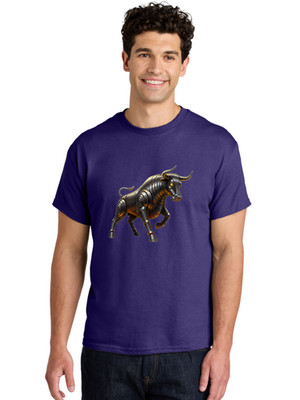 Metallic-Bull-1 Mens Graphic Tee, 100% Cotton, Casual Summer Wear