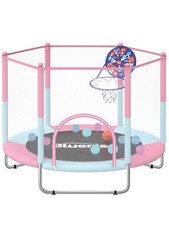 60" Trampoline for Kids, 5FT Small Toddler Indoor  Outdoor Trampoline, Baske...