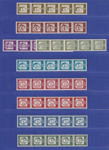 Berlin: 1961 Significant German 9 Values Each Strip of 5 with Count Number **