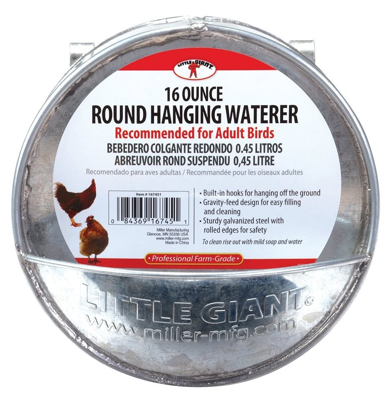 Little Giant? Hangable Poultry Waterer| Galvanized Round Hanging Poultry