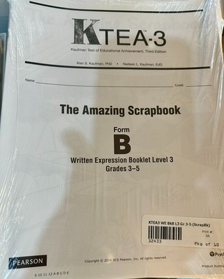 SALE ( 10)  KTEA 3  Form B Written Expression Grades 3-5 Level 3