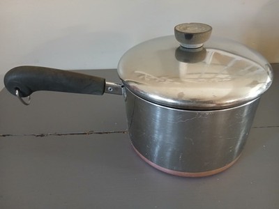 Vintage REVERE WARE 1801 3 Qt Copper Bottom Sauce Pan Pot With Lid