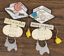 Vintage Flying Squares Chicago Illinois Aviation Club 60+ Award Badges