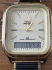 Vtg Timex Indiglo Alarm Chronograph Watch Mens Gold Case New Battery