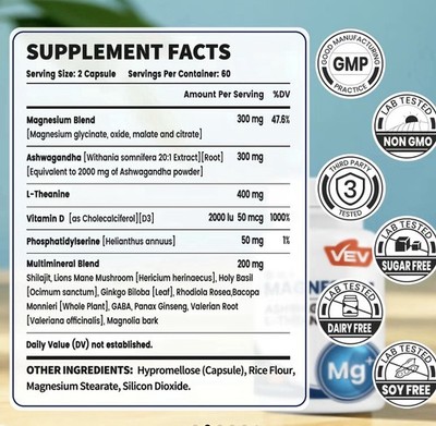 Magnesium Glycinate & Citrate Cortisol Supplements for Women