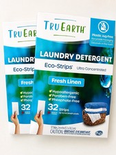 2X Tru Earth Laundry Detergent Ultra Concentrated Fresh Linen 64 Eco-Strips