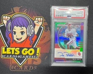 Jalen Hurts 2020 Panini Prizm Draft Picks Purple Green Auto /125 PSA 10