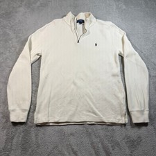 Polo Ralph Lauren Quarter Zip Pullover Kids XL 18-20 Cream Ribbed Cotton Blend