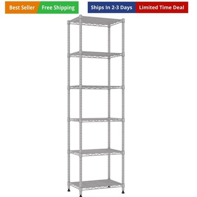 6 Wire Shelving Steel Storage Rack Adjustable Unit Shelves for Laundry Bathro...