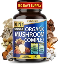 10 in 1 High Strength Mushroom Supplement - Lions Mane, Cordyceps, Reishi - Brai
