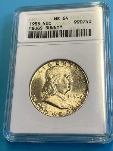 1955 "Bugs Bunny" Franklin Half Dollar 50c MS64 ANACS Old Holder