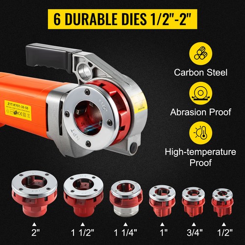 2300W Portable Electric Pipe Threader Pipe Threading Machine with 6 Dies Threadi - Picture 9 of 15