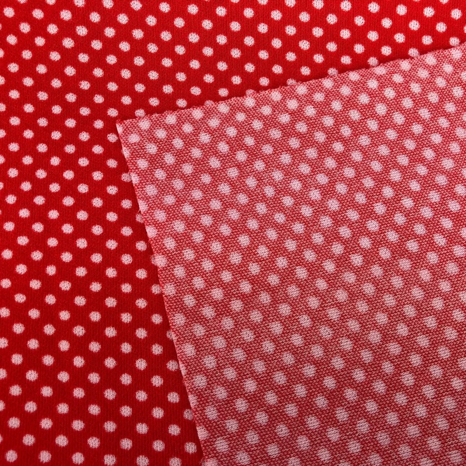 De Colección Años 50 60 Tela Material Poliéster Tejido Rojo Blanco Lunares Textil 67" x 61" Foto 2 de 4