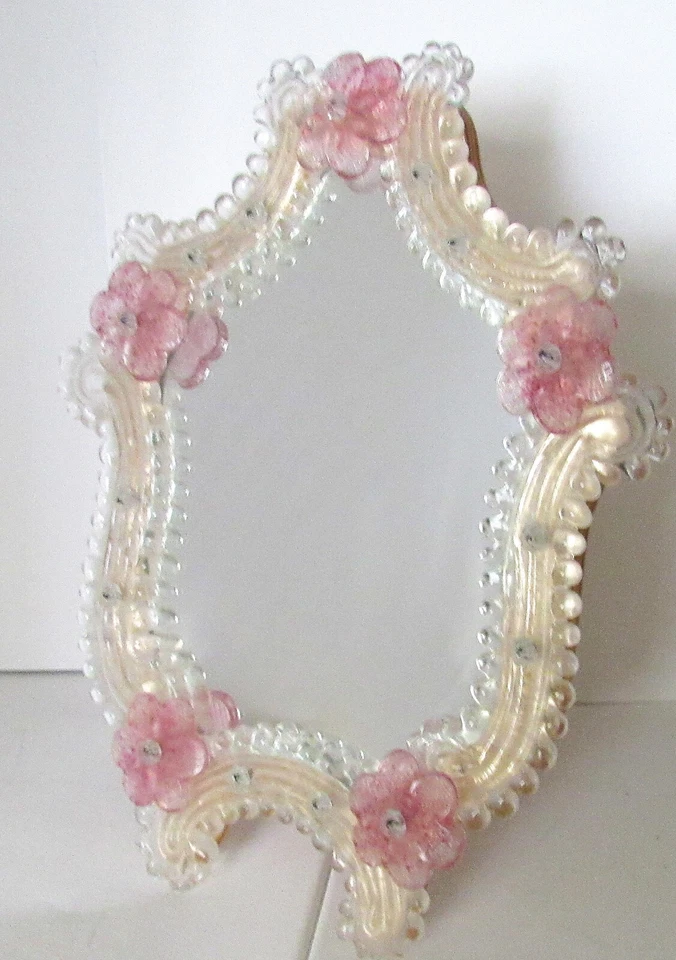 Espejo de pared/tocador floral italiano veneciano de cristal de Murano Fratelli Tosi Murano Foto 2 de 4