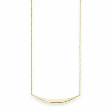 18" Polished Crescent Bar Necklace Real 14K Yellow Gold 2.0gr